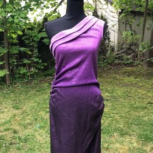 St. John beautiful off the shoulder purple gown